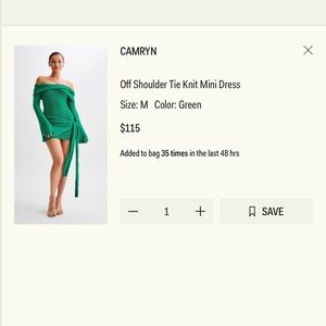 Meshki Off Shoulder Tie Knit Mini Dress - Green